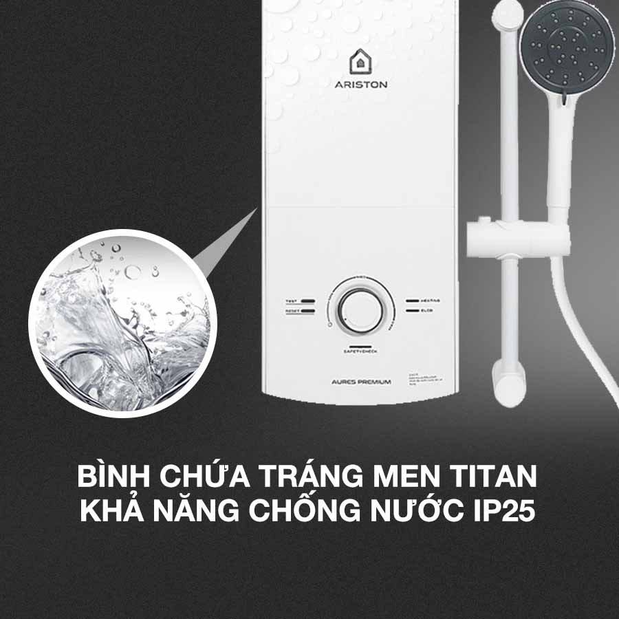 Bình nóng lạnh trực tiếp Ariston AURES Premium 4.5P IVORY