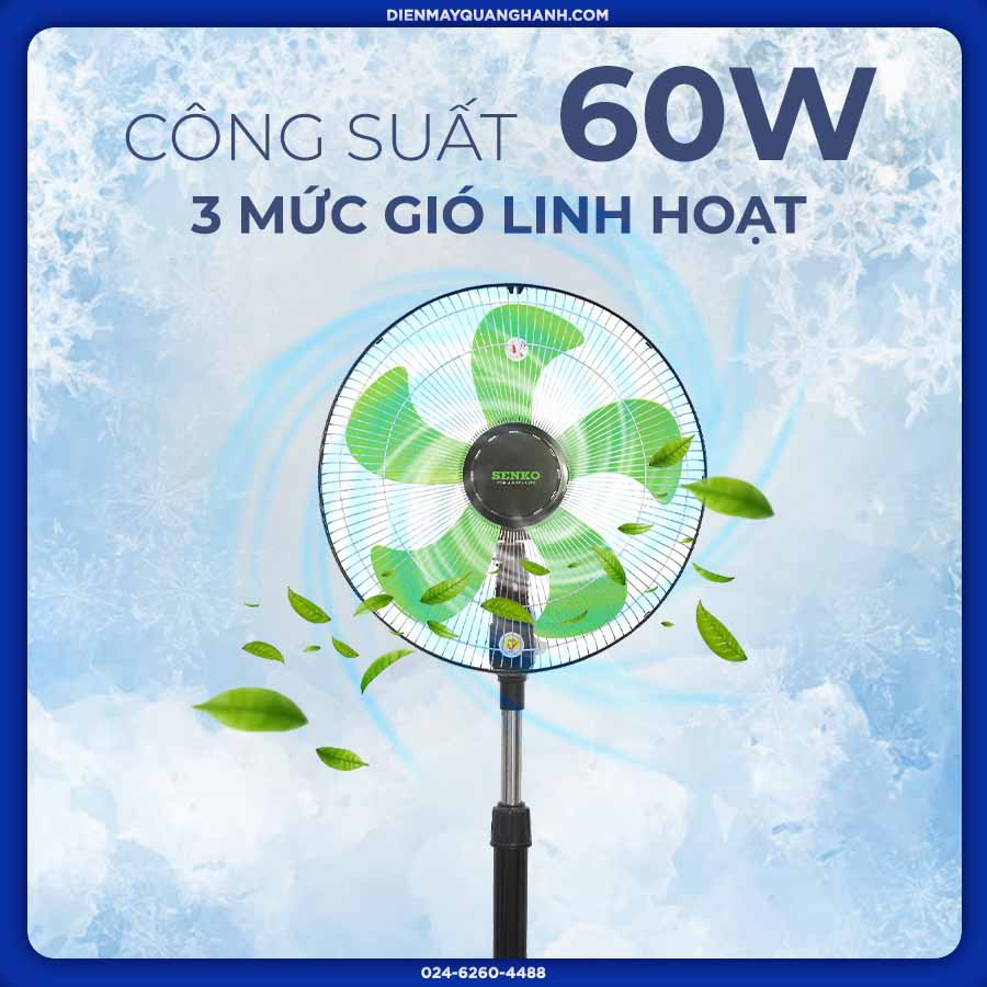 Senko LTS1632 có 3 tốc độ gió linh hoạt từ thấp đến cao