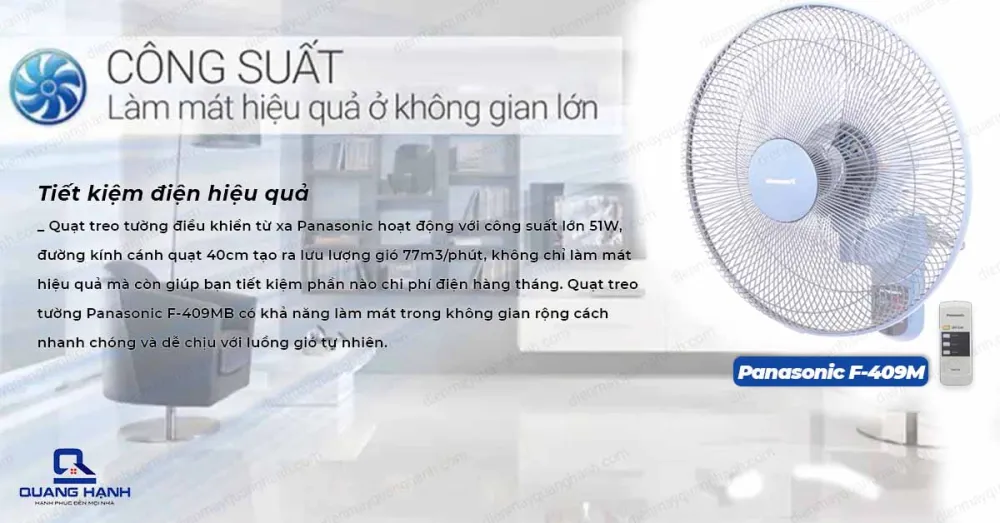 Quạt treo tường Panasonic F-409M có điều khiển