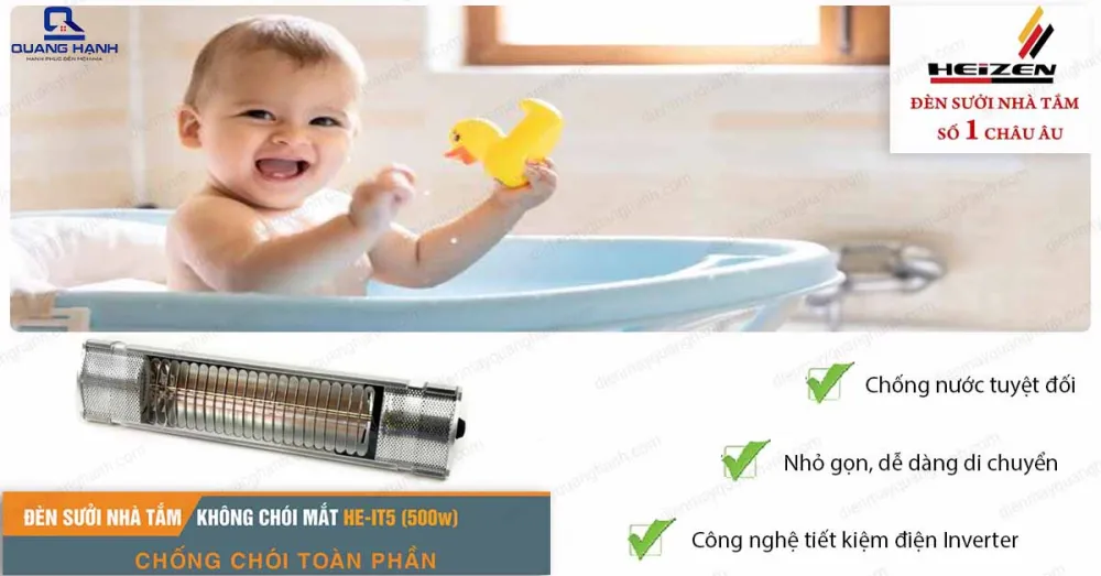 Đèn sưởi Heizen HE- IT5 chống nước tuyệt đối cùng công nghệ tiết kiệm điện Inventer