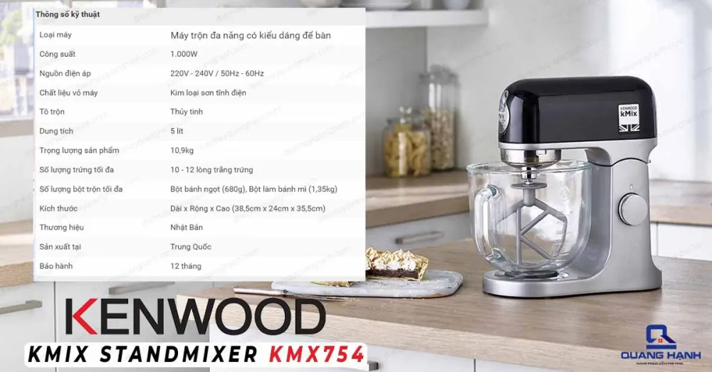Thông số kỹ thuật của Máy trộn đa năng Kenwood KMX 754