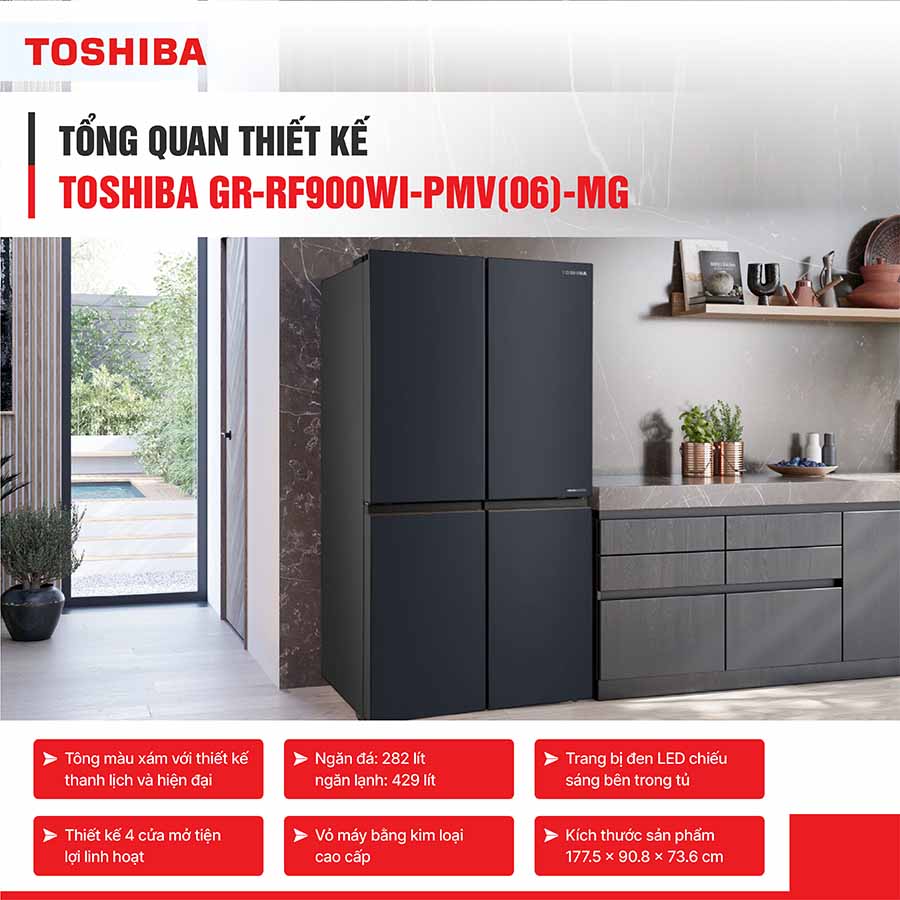 Tủ lạnh Toshiba Inverter 711 lít Multi Door GR-RF900WI-PMV(06)-MG