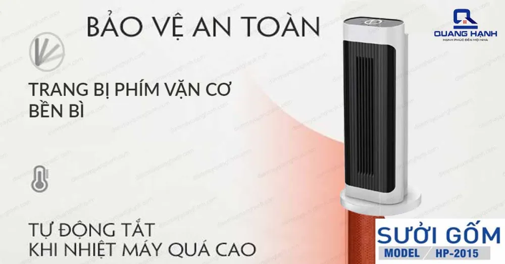 Quạt sưởi gốm Saiko HP 2015 thiết kế bảng điều khiển với núm vặn cơ giúp bạn dễ dàng chọn chế độ cũng như hoạt động vô cùng bền bỉ.
