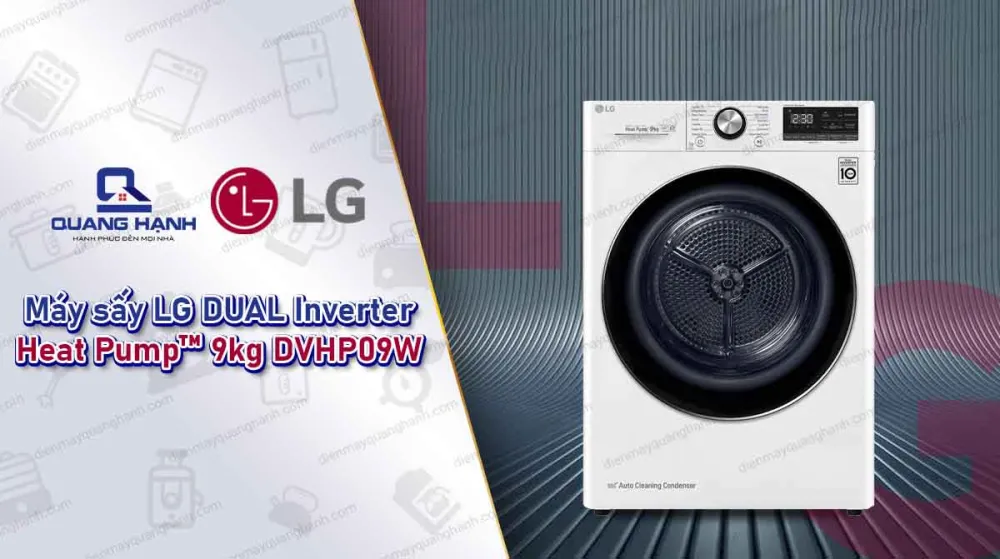 Máy sấy bơm nhiệt LG 9 Kg DVHP09W