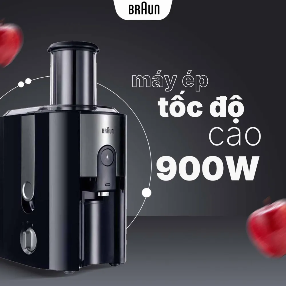 Braun J500 công suất ép lớn, ép nhanh nhiều loại hoa quả, rau củ