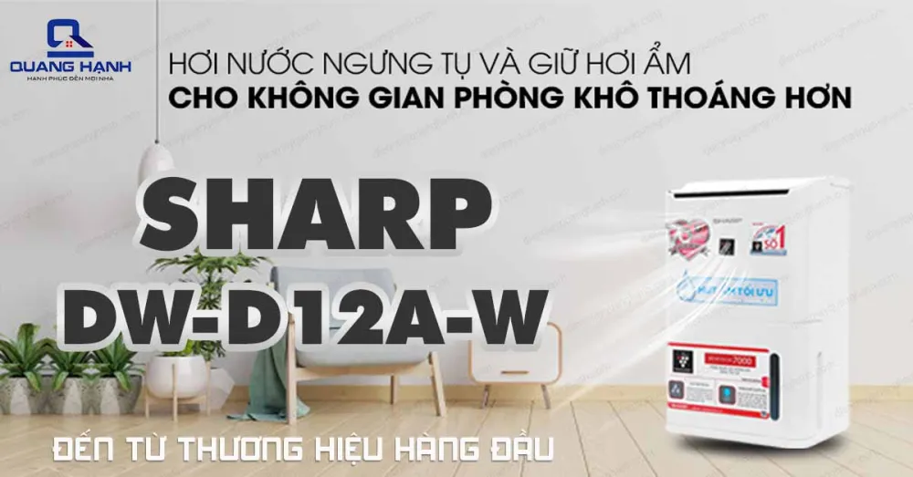 Máy Sharp DW-D12A-W công suất hút ẩm mạnh mẽ lên tới 12l/ngày.