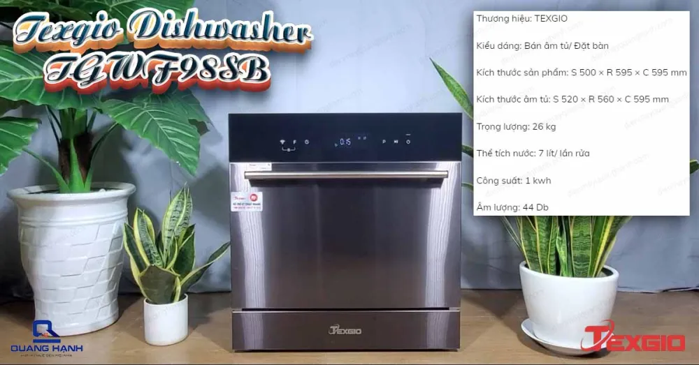 Máy rửa bát Texgio 8 bộ TGWF98SB