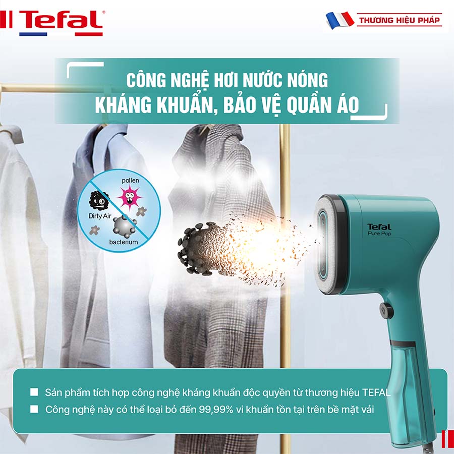 Bàn ủi hơi nước cầm tay TEFAL Pure Pop DT2024 - 1300W