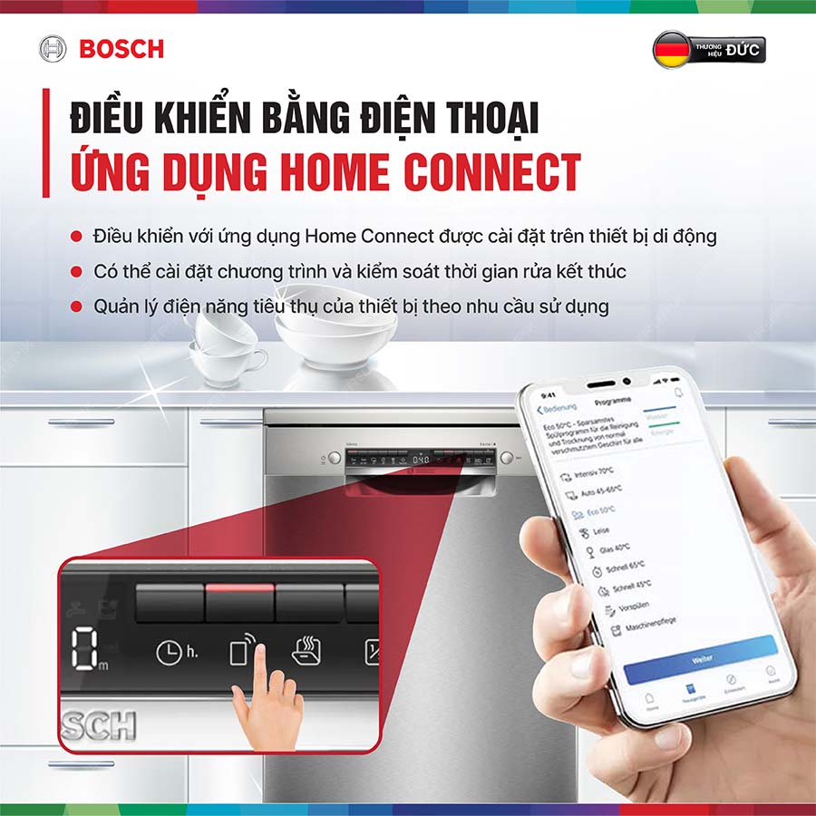 Kết nối từ xa “Home connect” giúp bạn thao tác tiện lợi, tiết kiệm thời gian