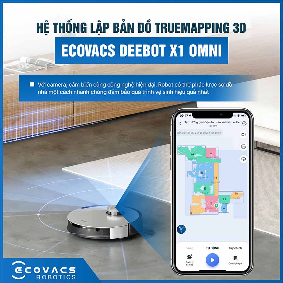 Robot Hút Bụi Lau Nhà Deebot X1 Omni Bản quốc tế