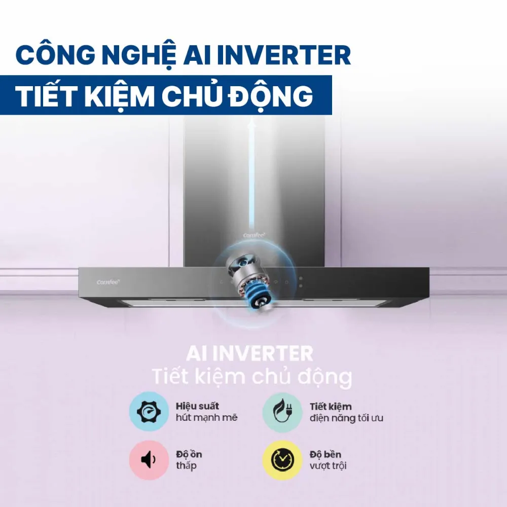 Máy hút mùi áp tường Comfee CH-70TM77B