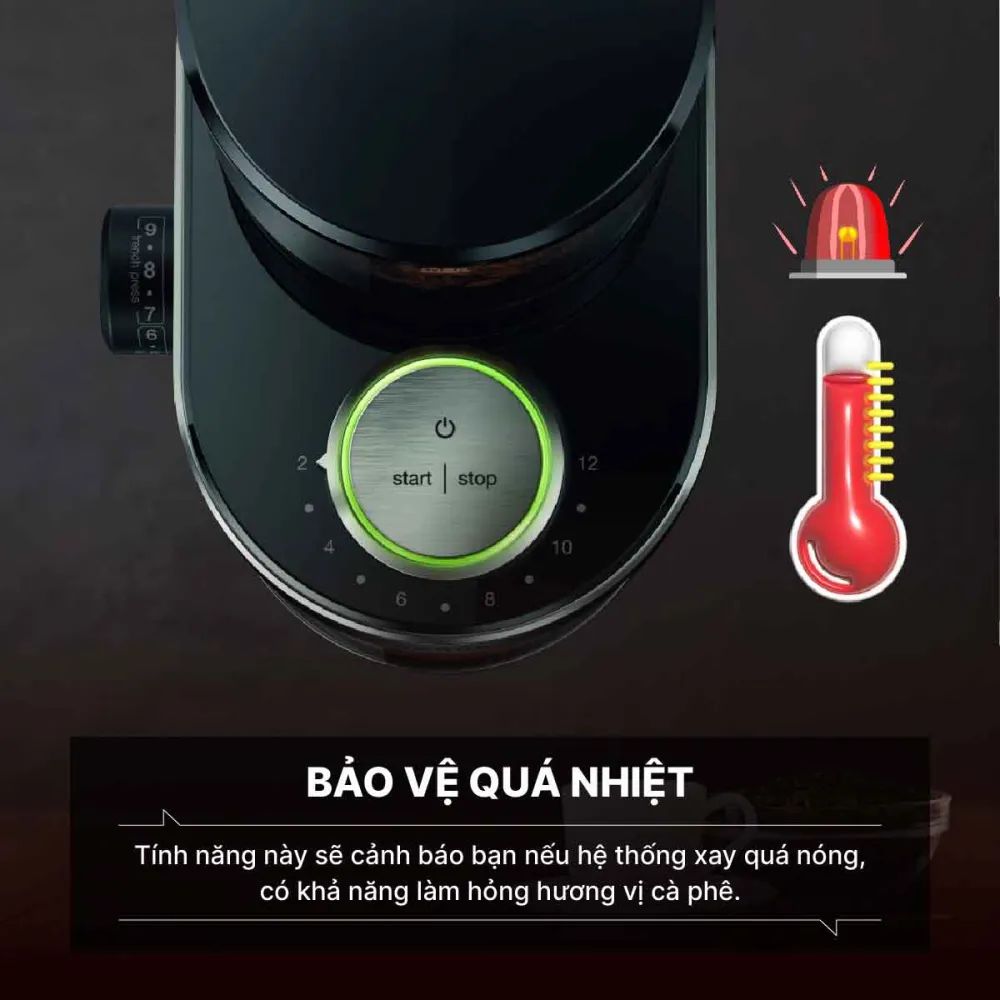 Máy xay cà phê Braun KG7070 cảnh báo quá nhiệt thông minh