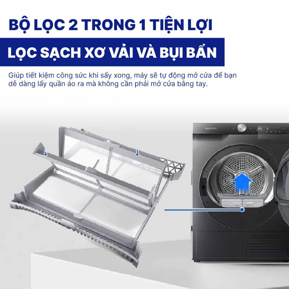 Máy sấy bơm nhiệt Samsung Inverter 9 kg DV90T7240BB/SV
