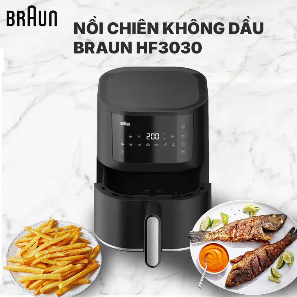 Nồi chiên không dầu Braun HF3030 sáng tạo đa dạng món ngon