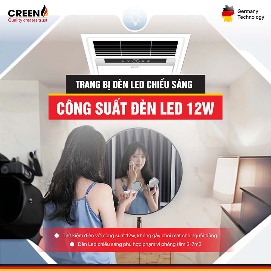 Quạt sưởi nhà tắm thông minh CREEN CR-SMH 636 Plus
