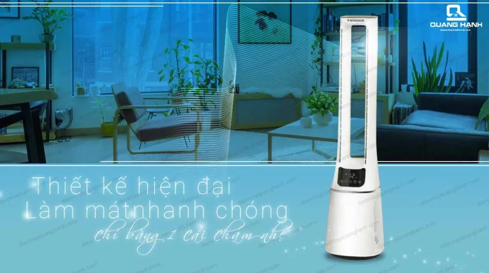 Quạt tháp không cánh Tiross TS9175 thiết kế hiện đại màn hình cảm ứng, có điều khiển từ xa