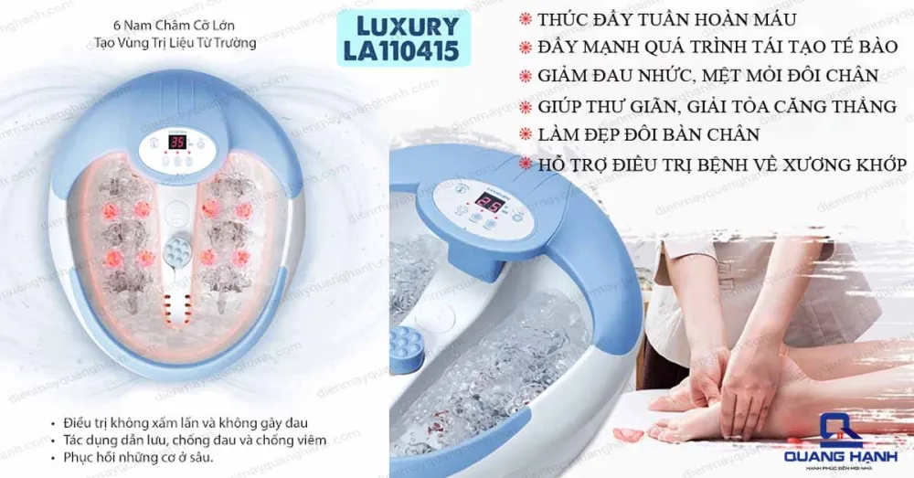 Bồn ngâm chân hồng ngoại Lanaform Luxury LA110415 được trang bị 6 nam châm cỡ lớn tạo vùng trị liệu Từ Trường.
