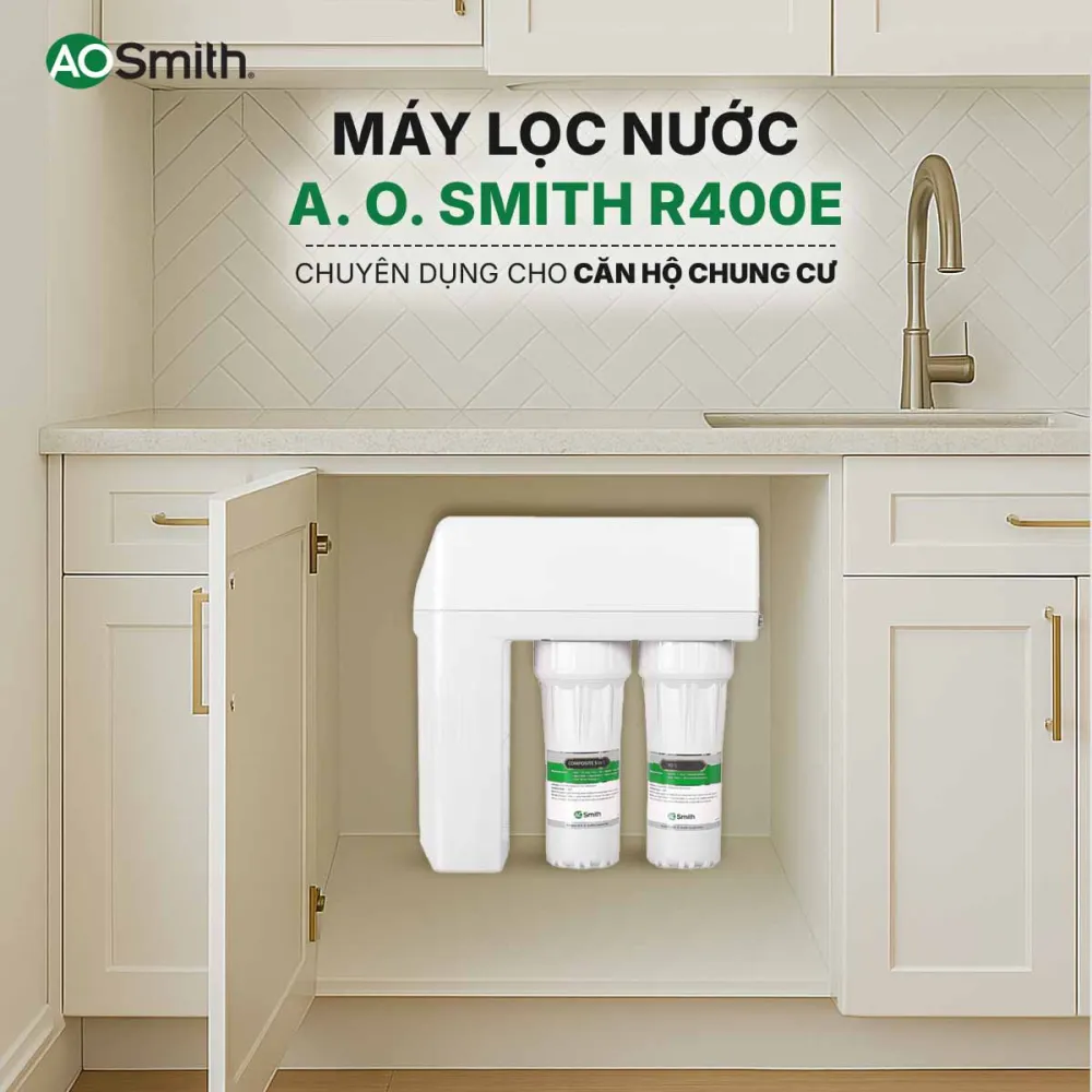 Máy lọc nước A. O. Smith R400E - Nhỏ gọn, hiện đại, công nghệ lọc tiên tiến