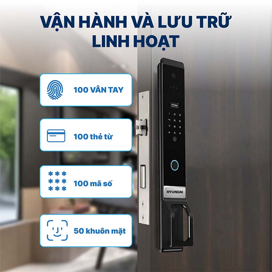 Khoá điện tử Hyundai cửa gỗ HY-SLA913F Black