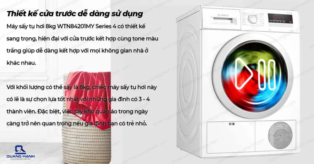 Máy sấy tụ hơi 8kg WTN84201MY Series 4