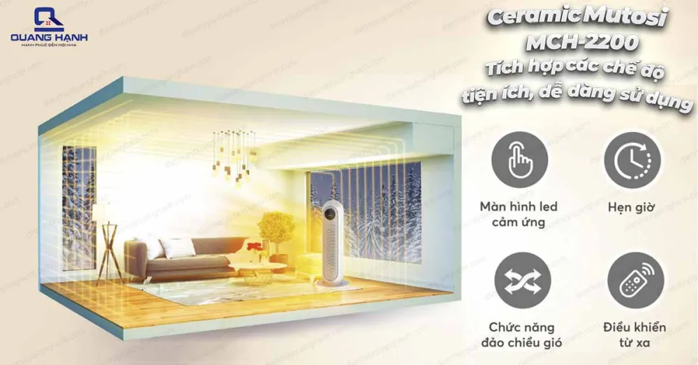 Quạt sưởi gốm Ceramic Mutosi MCH-2200