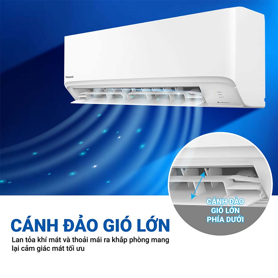 Cánh đảo gió lớn phía dưới giúp lan tỏa khí mát ra khắp phòng