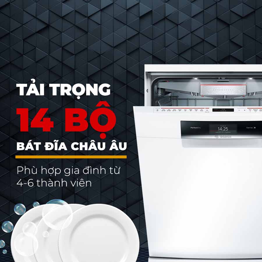 Máy rửa bát Bosch độc lập SMS88TW02M dung tích rửa 14 bộ