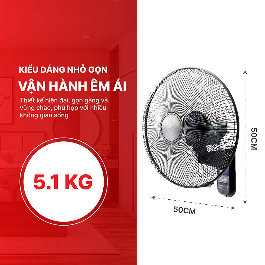 Quạt treo tường KDK M40M có điều khiển