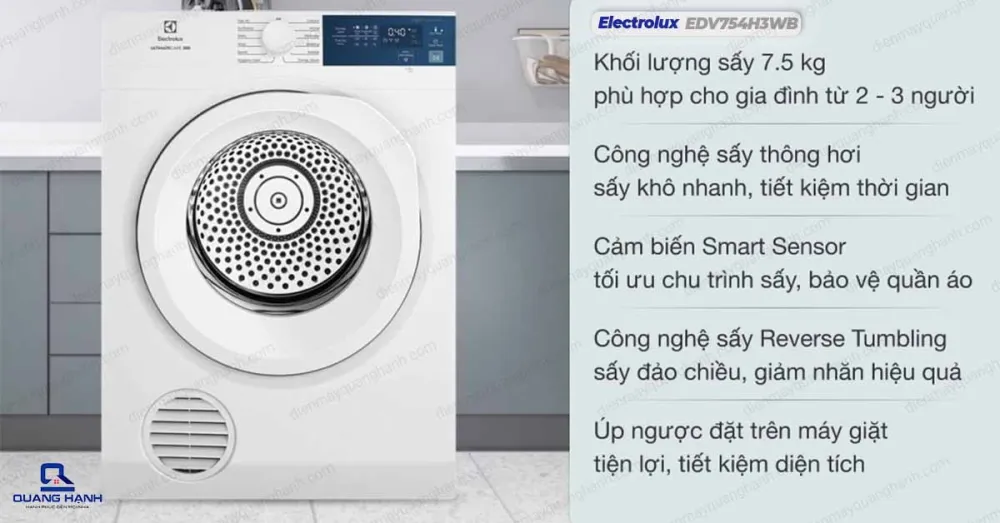 Máy sấy quần áo Electrolux 7.5 kg EDV754H3WB