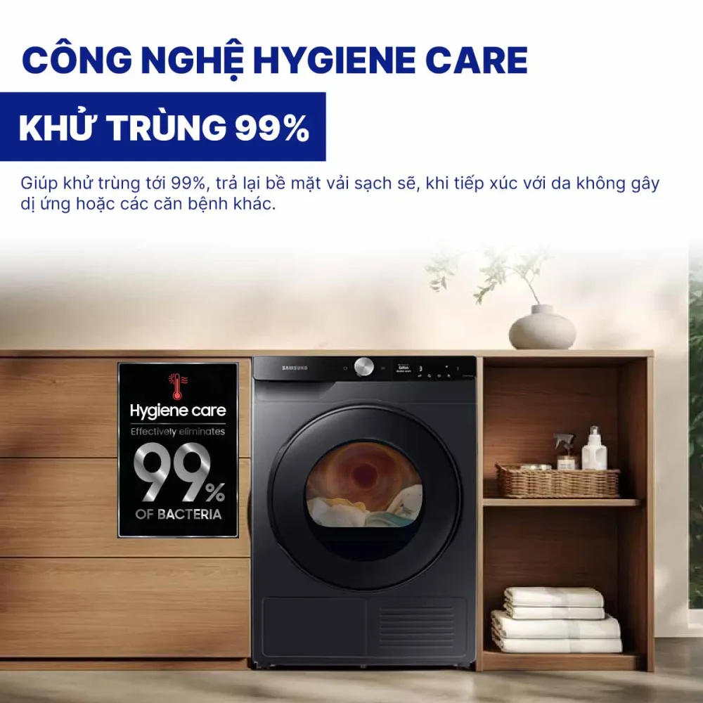 Máy sấy bơm nhiệt Samsung Inverter 9 kg DV90T7240BB/SV