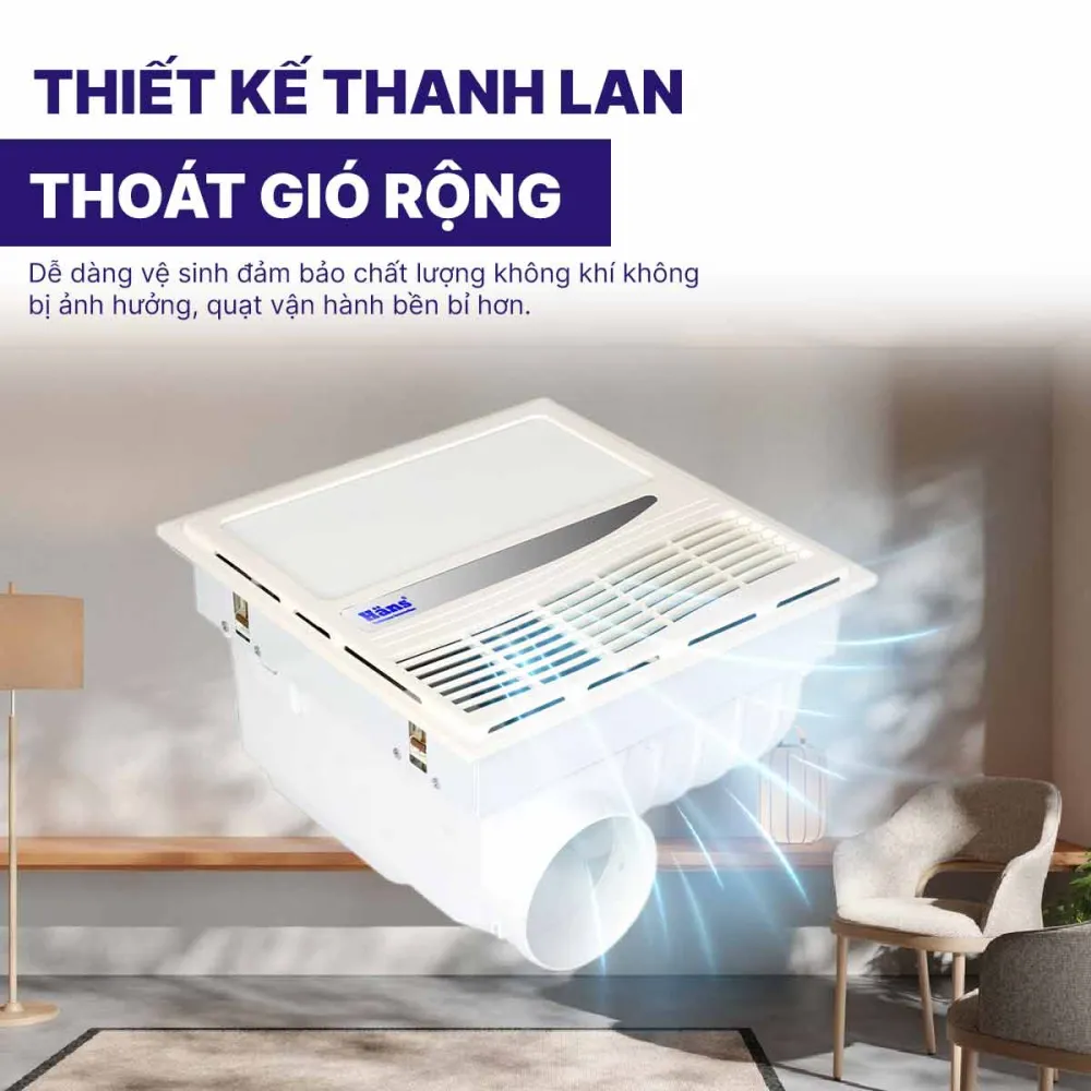 Quạt sưởi âm trần Hans HA-R có điều khiển từ xa
