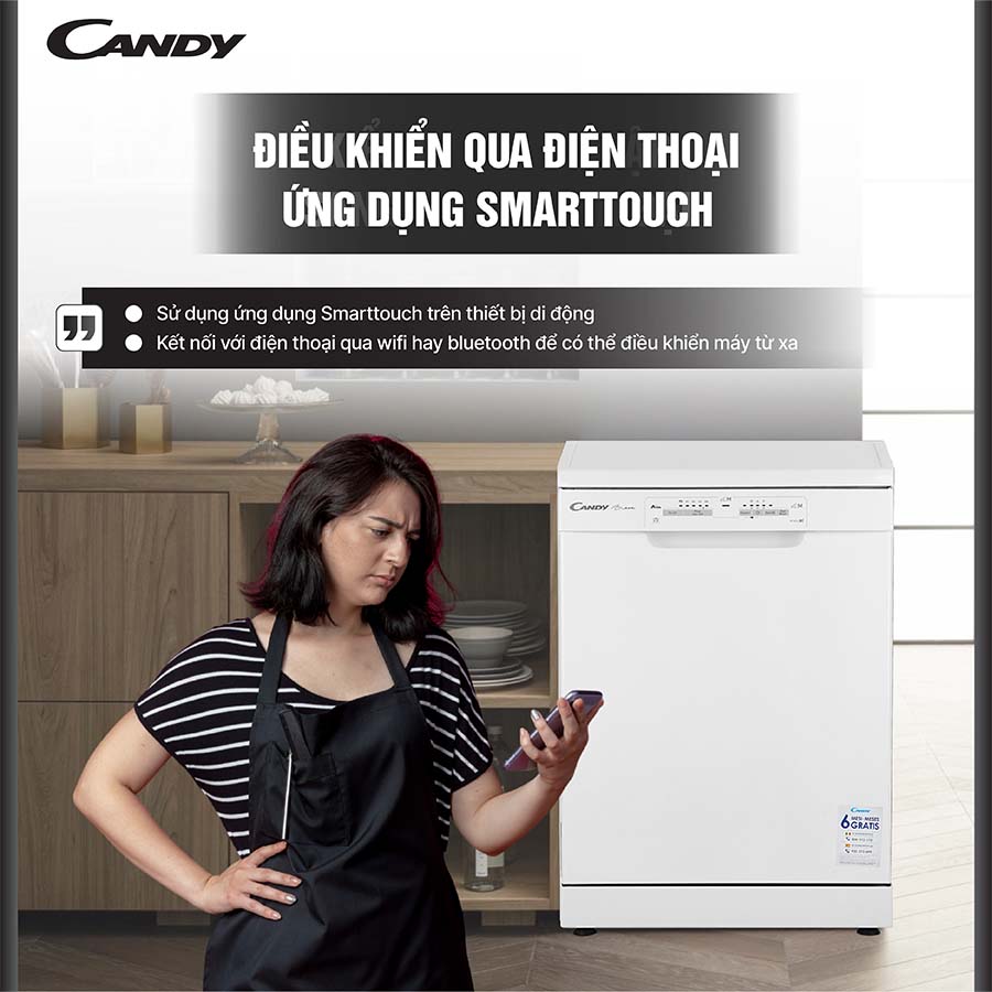 Máy rửa bát 13 bộ Candy CDPN 1L390PW