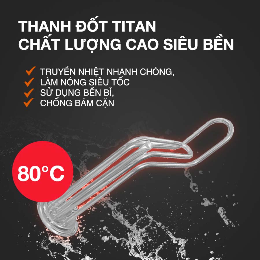 Thanh đốt 100% Titan làm nóng nhanh hơn và bền bỉ với thời gian