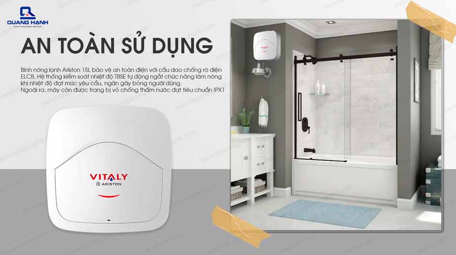 Bình nước nóng Ariston Vitaly tích hợp nhiều chế độ an toàn