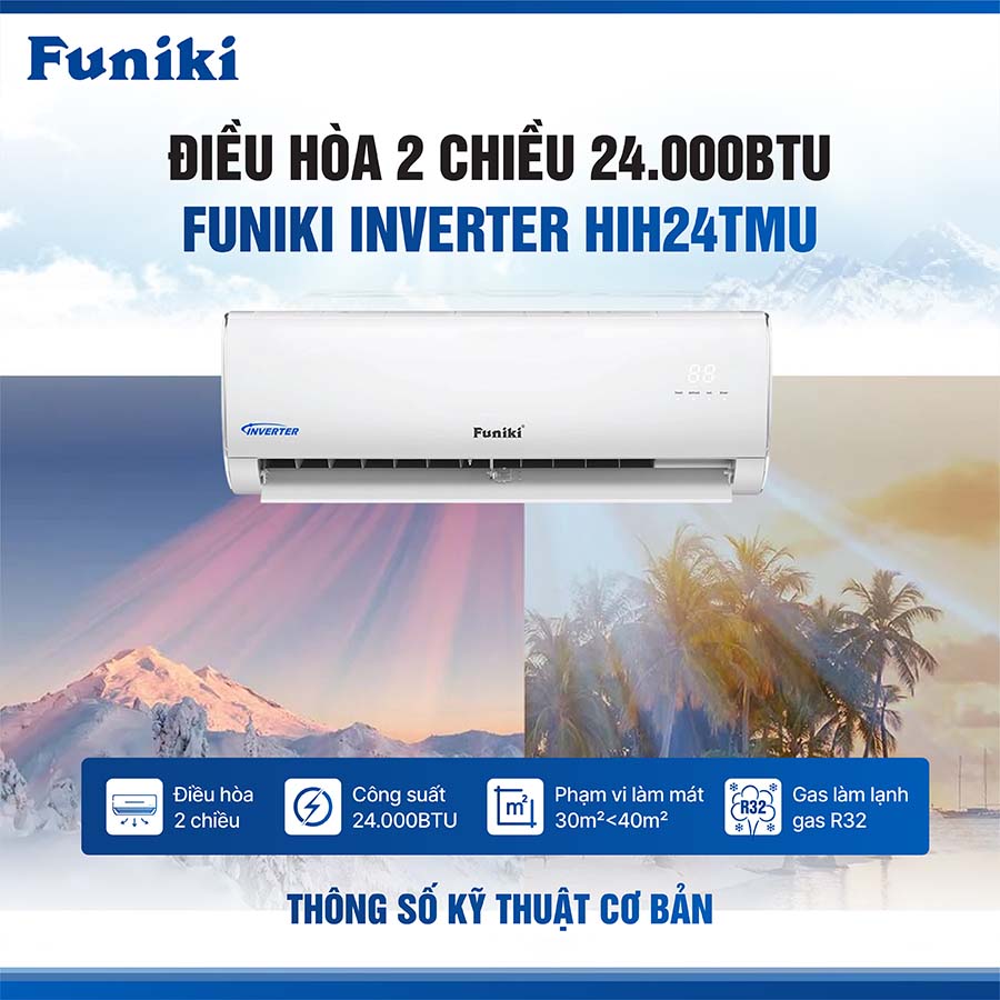 Điều hòa Funiki 2 chiều Inverter 24000 BTU HIH24TMU