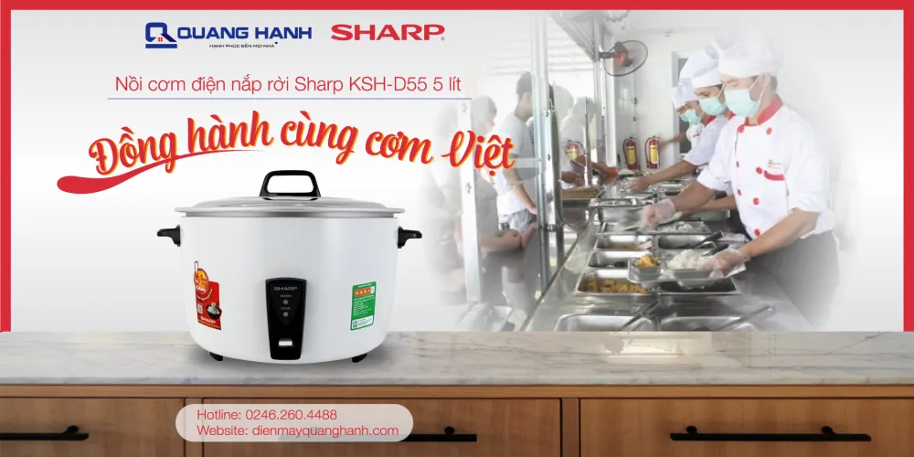 Nồi cơm điện nắp rời Sharp KSH-D55 mẫu mới 5 lít