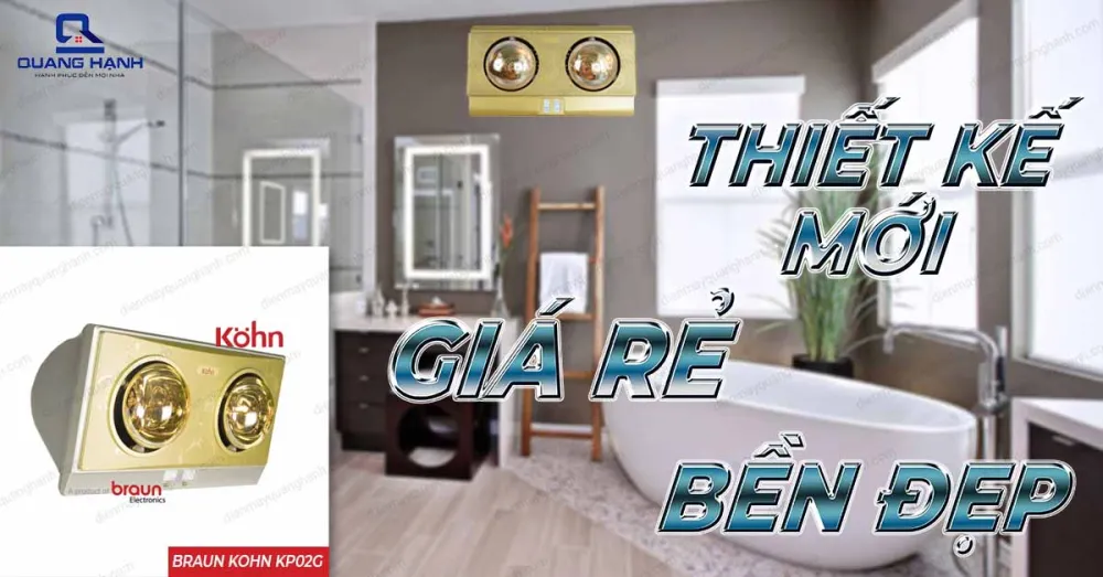 Đèn sưởi nhà tắm Kohn KP02G có thiết kế mới cùng chất lượng bền đẹp.