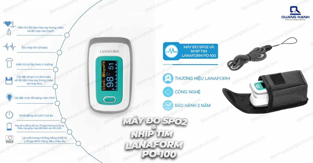 MÁY ĐO SPO2 VÀ NHỊP TIM LANAFORM PO-100