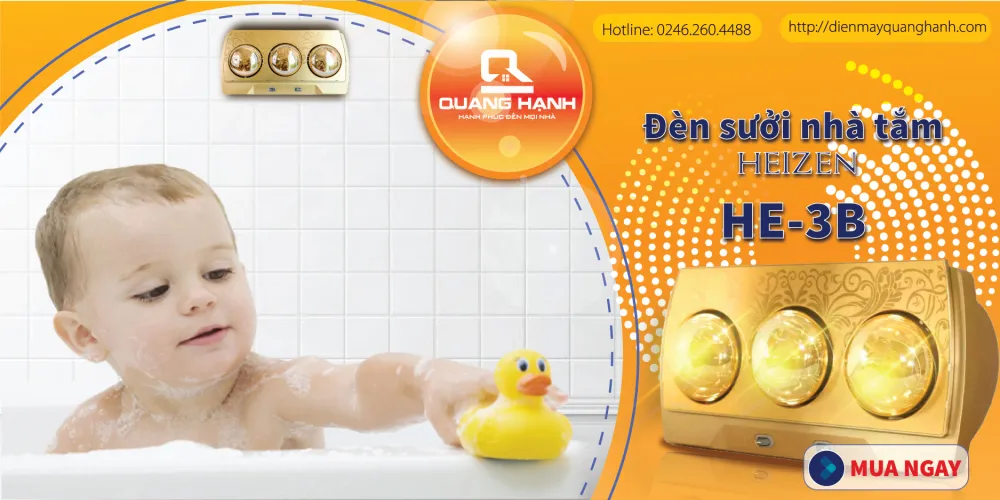 Đèn sưởi nhà tắm Heizen HE- 3B 3 bóng