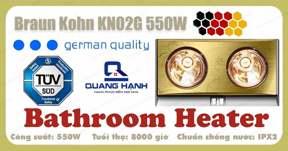 Braun Kohn KN02G được trang bị khả năng chồng nước đạt tiêu chuẩn IPX2, chống nước tuyệt đối trong quá trình sử dụng