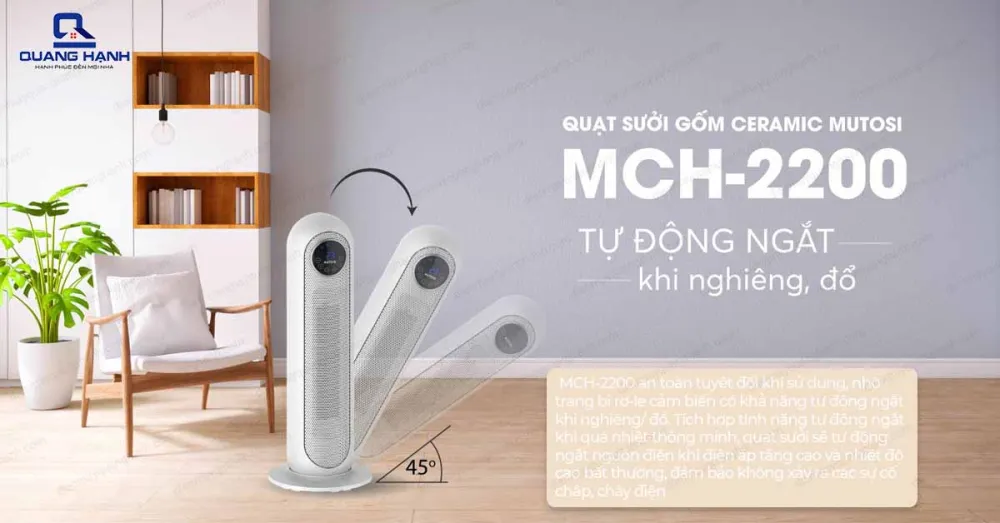 Quạt sưởi gốm Ceramic Mutosi MCH-2200