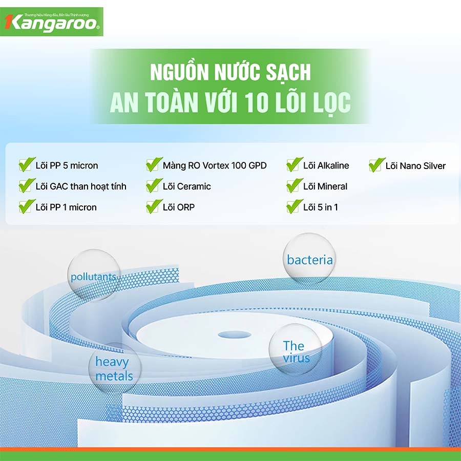 Máy lọc nước nóng lạnh Kangaroo KG10A17