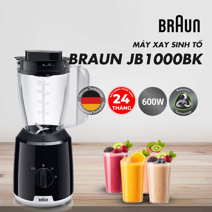 Máy xay sinh tố Braun JB1000BK thiết kế hiện đại, tiện dụng