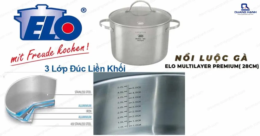 Nồi luộc gà Elo Multilayer Premium 28cm