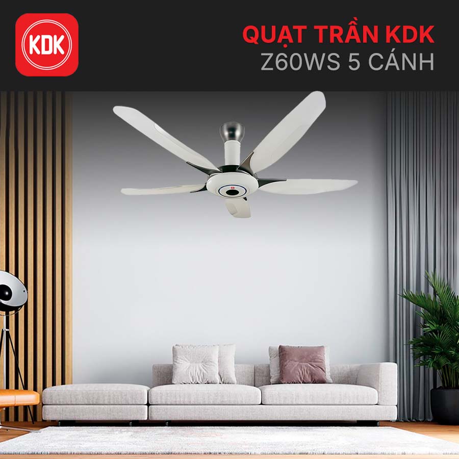Quạt trần KDK Z60WS 5 cánh