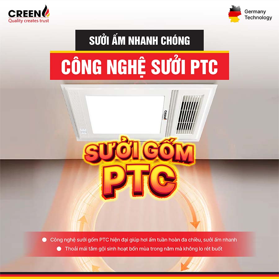 Quạt sưởi nhà tắm thông minh CREEN CR-SMH668