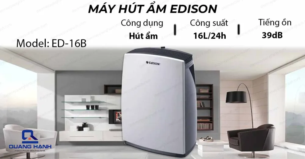 Máy hút ẩm Edison ED16B có công suất hút 16l/24h