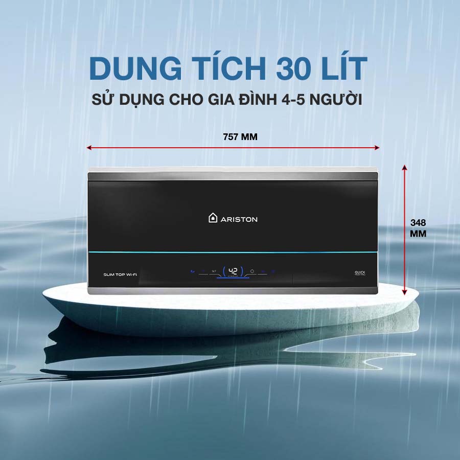 Bình nóng lạnh Ariston SL3 30 TOP WIFI 2.5 FE thiết kế nhỏ gọn, tinh tế
