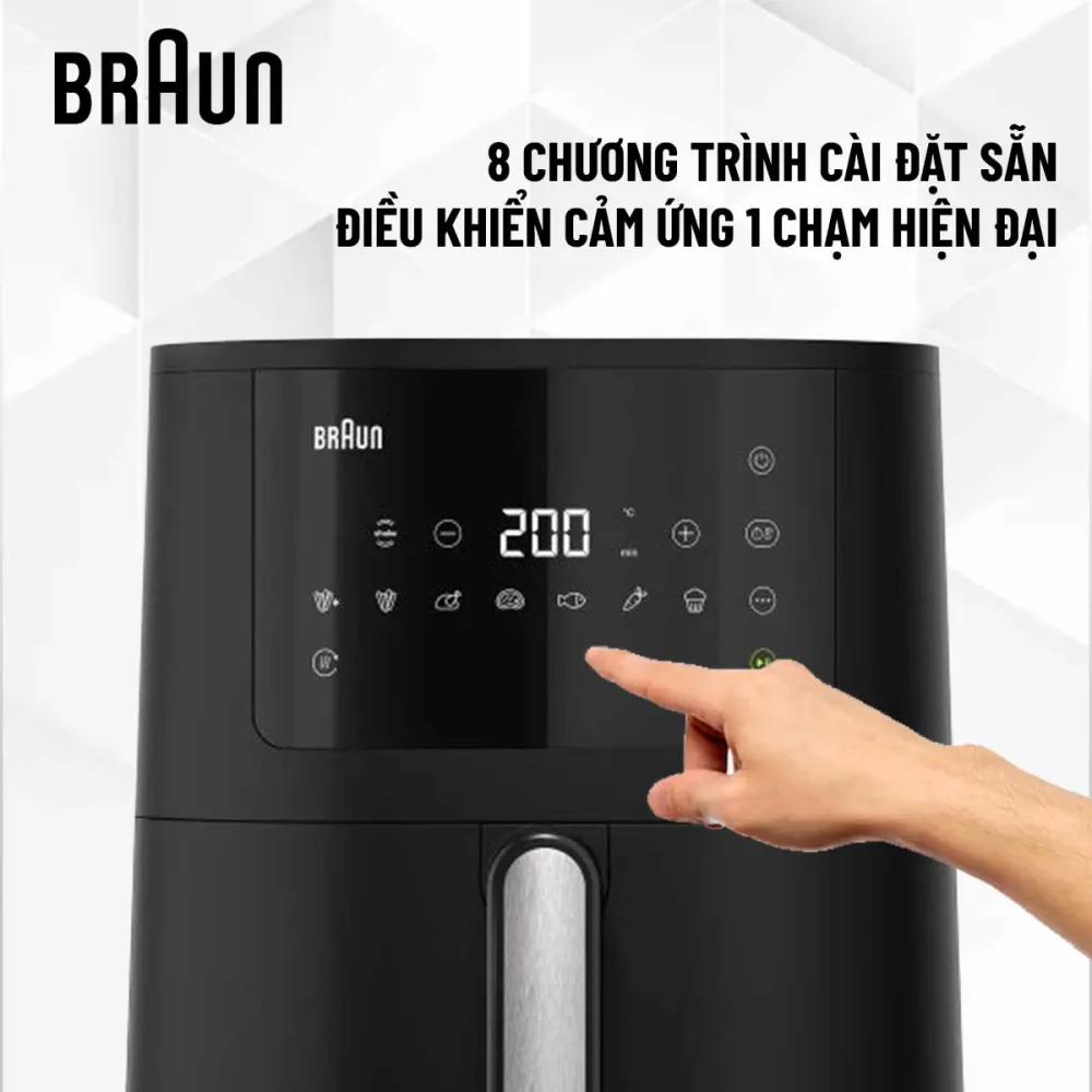 Nồi chiên không dầu Braun HF3030 tích hợp 8 chương trình nấu tự động