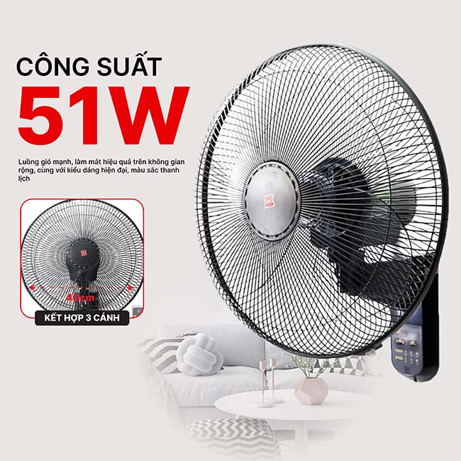 Quạt treo tường KDK M40M có điều khiển